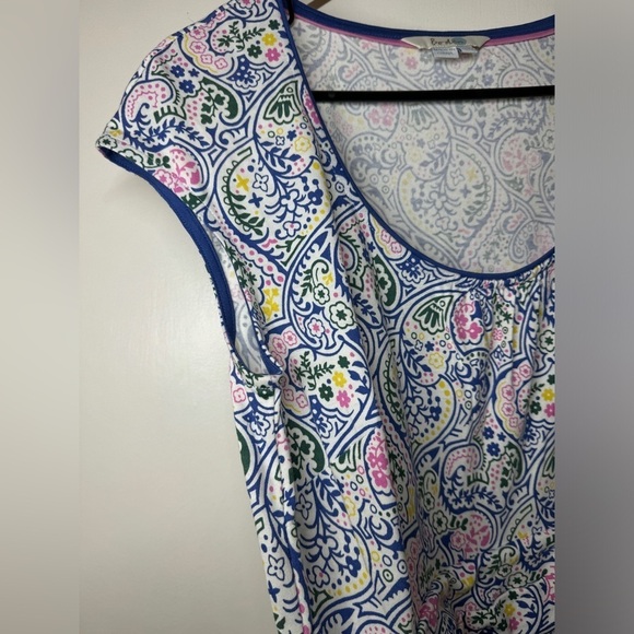 Boden Margot Paisley Floral Jersey Cap Sleeve Sheath Stretchy White Dress 10P - Picture 4 of 14